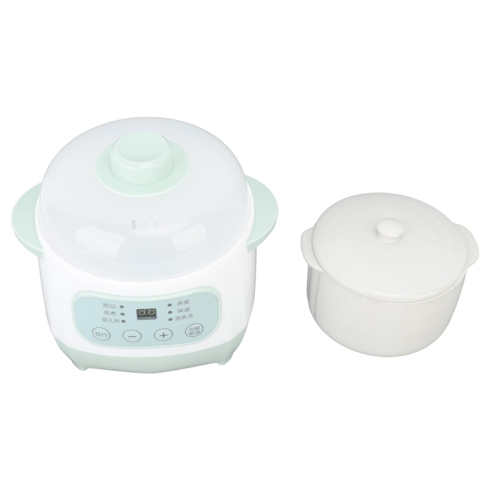 Olla de Cocción Lenta Pequeña, Olla de Cocción Lenta con Temporizador ABS de Cerámica Verde 200W para el Hogar (Airship0u1dn5abc-12)