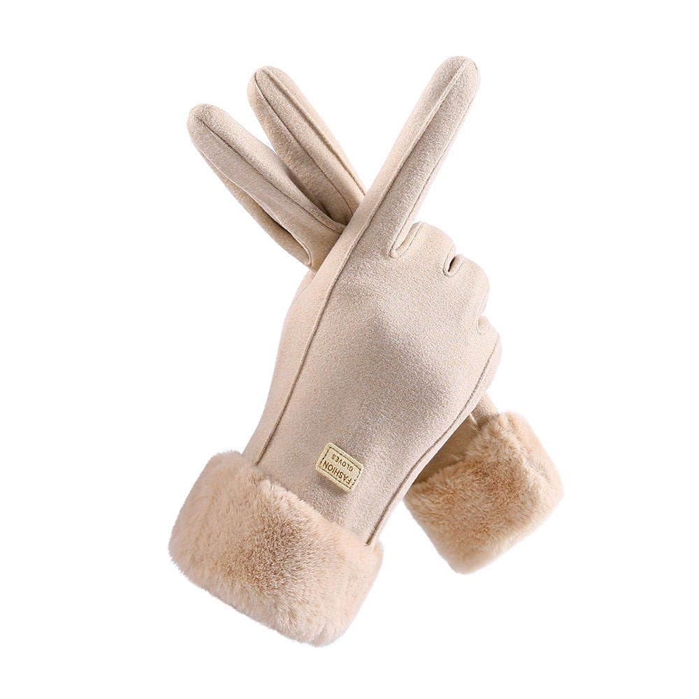 Winter Gloves for Girls Women - Upgraded Touch Screen Cold Weather Thermal Warm Knit Glove for Running Driving Hiking(Color_Cream)-image-10