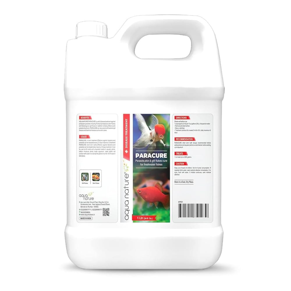 AquaNature®Paracure Parasite,Skin & Gill flukes Cure for Freshwater Aquarium Fishes (1Ltr)