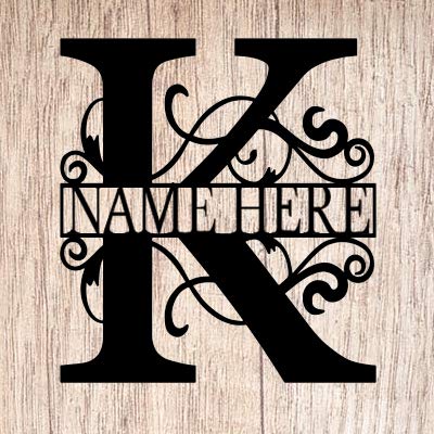 AJD DesignsPersonalized Last Name K Door Hanger - 20" Metal Monogram Door Hanger- Metal Last Name Sign - Split Letter Monogram - Initial Door Wreath - Last Name Wall Decor - Metal Wall Decor - Gift