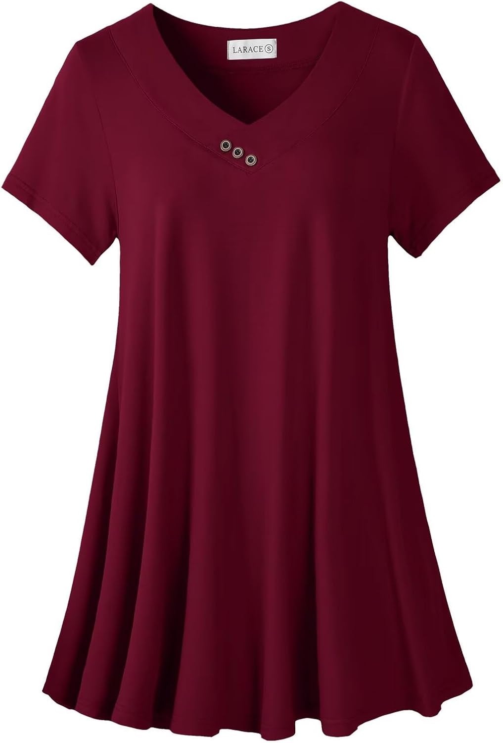 LARACE Plus Size Tops for Womens T Shirts Button Down Summer Clothes Short Sleeve Tunics Casual V Neck Blouses