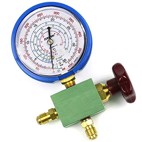 Polarlander Auto Car AC Refrigeration Tools Refrigerant Pressure Gauge Low Pressure Single Table One-Way Manifold R410A R134a R22 R404A