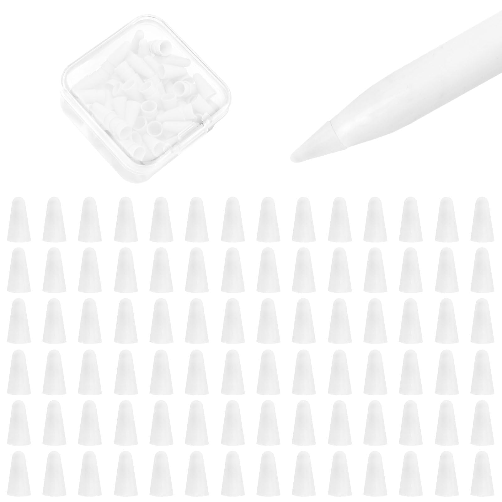 100 Pack Tips Cover for Apple Pencil 2nd Generation and 1st Gen and Apple Pencil Pro/USB-C Silicone Nibs Caps Writing Protection Accessories,Writing Anti-Slip Protective Case for Apple iPad Pencil