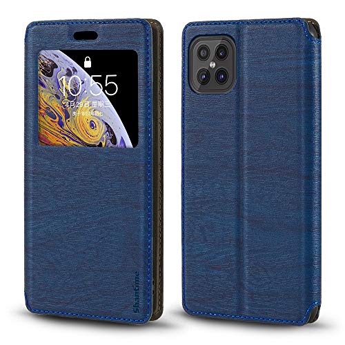 Shantime Cubot C30 Case, Wood Grain Leather Case With Card Holder And Window, Magnetic Flip Cover For Cubot C30 Blue #TOP6