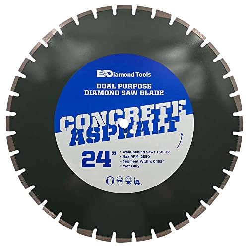 24" Concrete/Asphalt Saw Blades For 13-20 Hp Walkbehind Saws, 0.155" Segment Width, Wet Only, 1" Arbor #TOP19