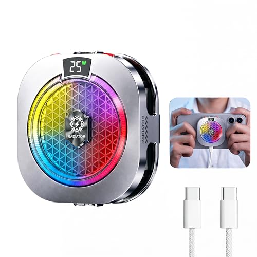 Image of MOBILIFE Phone Cooler for Gaming, 25W Magnetic Mobile Cooler for Phone with 5 Cooling Modes, Temprature & Power LCD Display,1 /4 inch Screw Hole, RGB Lights, Semiconductor Instant Cooler for Phones