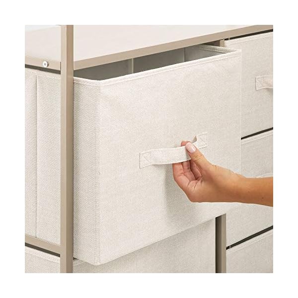 mDesign Unit with 5 Storage Drawers – Broad Chest of Drawers for The Nursery – Nursery Organiser with Polka Dot Design Made of Metal, MDF and Fabric - Image 6