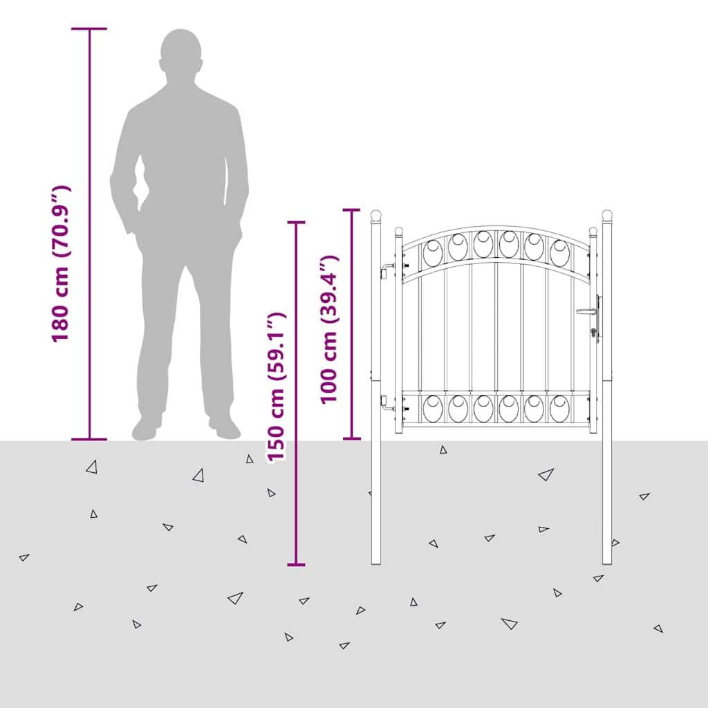 vidaXL Cancello per recinzione EMMEN 100 x 100 cm, Sicurezza per Giardino e Terrazza, Cancello in Acciaio Moderno, Barriera Resistente, Montaggio Facile