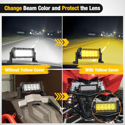Image of Nilight 7.5 Inch 36 W Spot LED Light Bar Yellow Cover