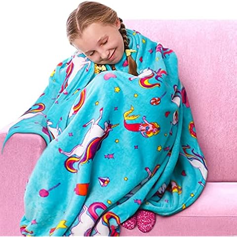 GirlZone Fun Unicorn Fleece Throw Blanket Cover