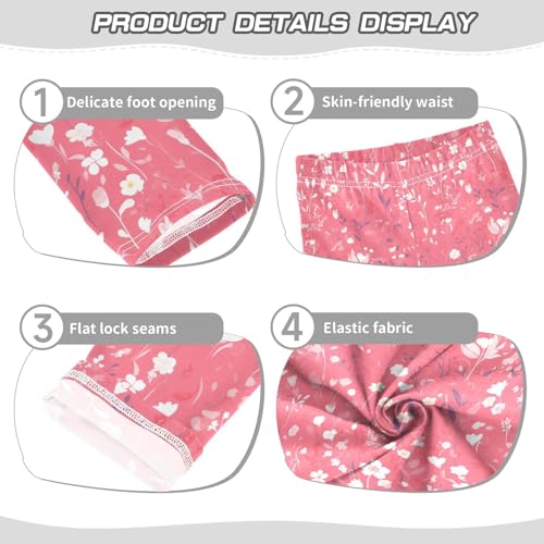 Flowers Pink Background Fashion Kids Girl's Athletic Leggings Casual High Waisted Lounge Pants Exercise3