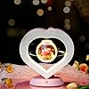 Lovelin heart preserved rose flowers with bluetooth speakers 5w pink magnetic levitation table lamp with variable color led light unique forever flower gift for women girls mother and grandma  urban country home decor