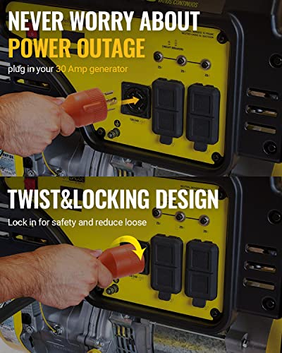 Bougerv 30 Amp 40 Ft Generator Power Cord For Manual Transfer Switch Nema L14-30 10 Gauge, Heavy Duty Electric Extension Wire 4 Prong 10 Gauge Sjtw Cable 125/250V 7500 Watts For Champion #TOP3