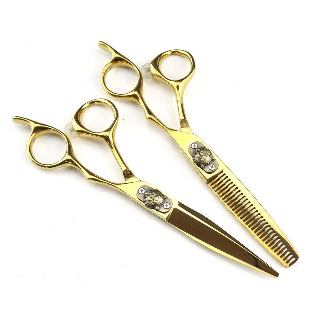 Hair Cutting Shears, 6 inch Professional 440C Steel Tiger Scissor Gold Hair Scissors Haircut thinning Barber Hair Cutting Shears Hairdresser Scissors