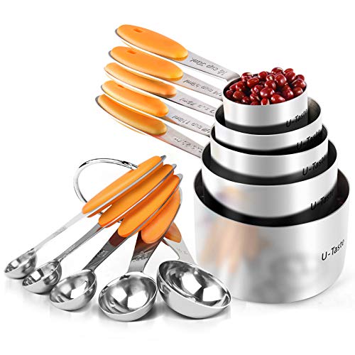 Image of U-Taste Measuring Cups Spoons Set, 18 /8 Stainless Steel, 10Pcs, Orange