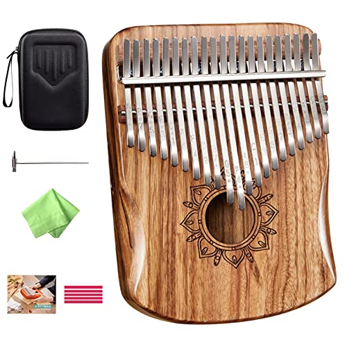 カリンバ 17鍵 21鍵 原木 ウォールナット ゼブラウッド 親指ピアノ 携帯用指ピアノセット 初心者向き コの字型デザイン 専用保護ケース付き チューニングハンマー 日本ユーザーズガイド (21キーゼブラウッド)