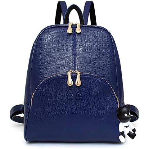 DEERWORD Women's Backpack Handbags Ladies Rucksack Shoulder Bags PU Leather Mini Anti-Theft Dayback Blue Cover