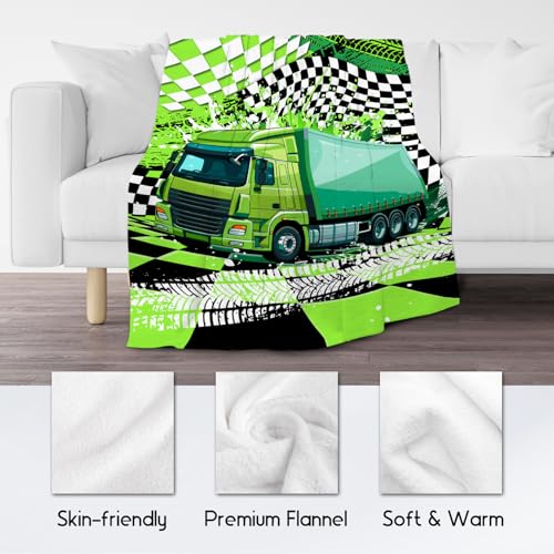 Boys Blanket, Kids Car Blankets Gifts, Construction Truck Theme Throw, Cozy Flannel Throw for Men, 60"x80"