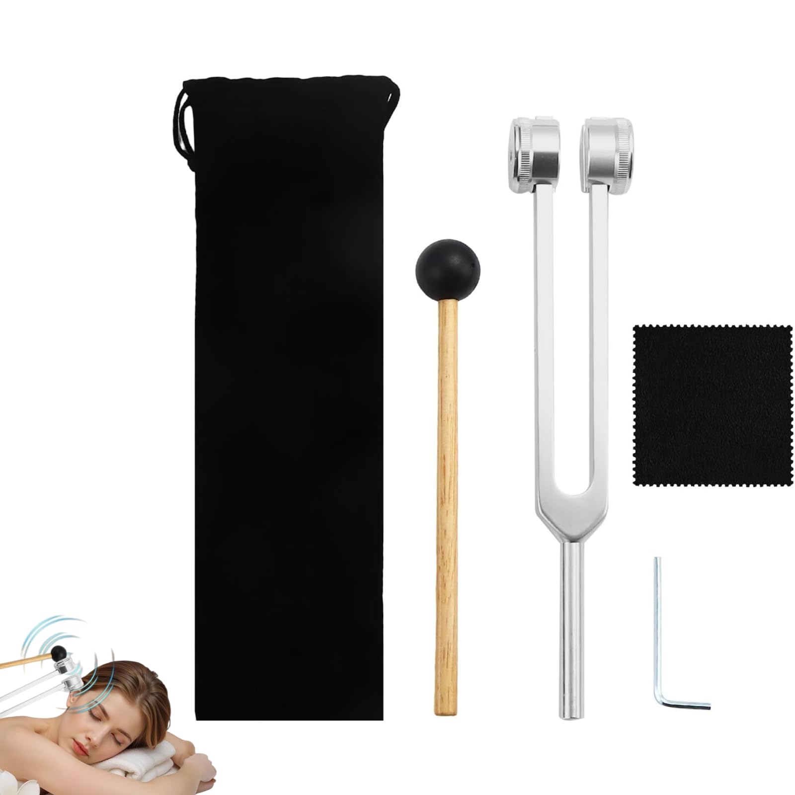 Lumyra Instrumento De Sanación 128Hz - Aureva,proporciona Respuesta De Frecuencia Precisa, Diapasón Para Tratamiento Nervioso (Plateado-128HZ)