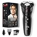 Cordless Electric Razor for Men: 3-in-1 Shaver for Beard/Nose/Sideburns - IPX7 Waterproof Travel Kit - Turbo Speed & Precision Blades ，Obsidian Black