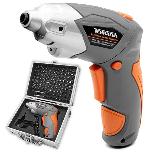 Terratek 3.6V LED Electric Screwdriver 102pc Accessory Kit & Case
