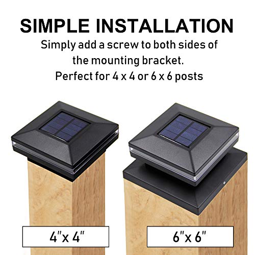 MAGGIFT 15 Lumen Solar Post Lights, Outdoor Post Cap Light for Fence Deck or Patio, Solar Powered Caps, Warm White High Brightness SMD LED Lighting, Lamp Fits 4x4, 5x5 or 6x6 Wooden Posts, 4 Pack