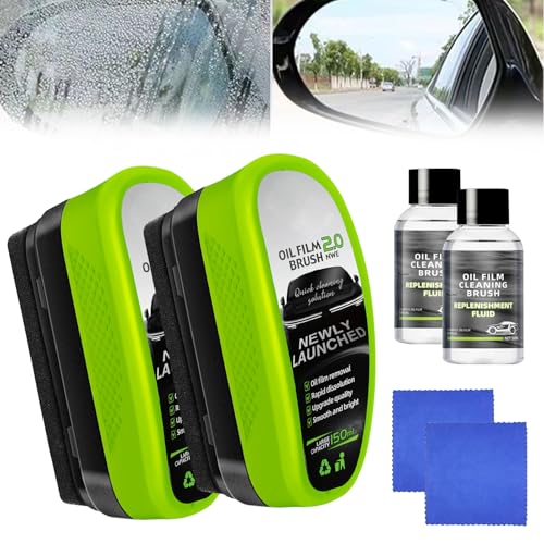Oil-Free Car Glass Brushes Upgrade 2.0 Clear Vision Glass Cleaner Oil Film Cleaning Brush for Automotive Windows Clearvision Cars Windshield Cleaner Tool Universal Cleaning Wipe Board (2 SET)