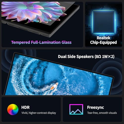 Image of Intehill 16 inch 2.5K Touchscreen Portable Monitor, 120Hz Portable Gaming Monitor w /HDR & Freesync, 16:10 Display with Full Laminated Tempered Glass, Touch Screen Travel Monitor for Laptop, T16KB (Black)