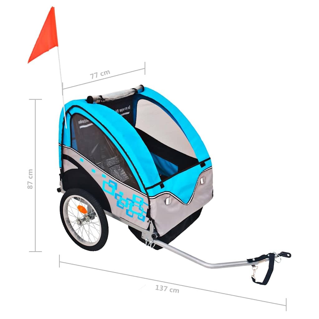 Przyczepa rowerowa na 2,30 kg, szara i niebieska