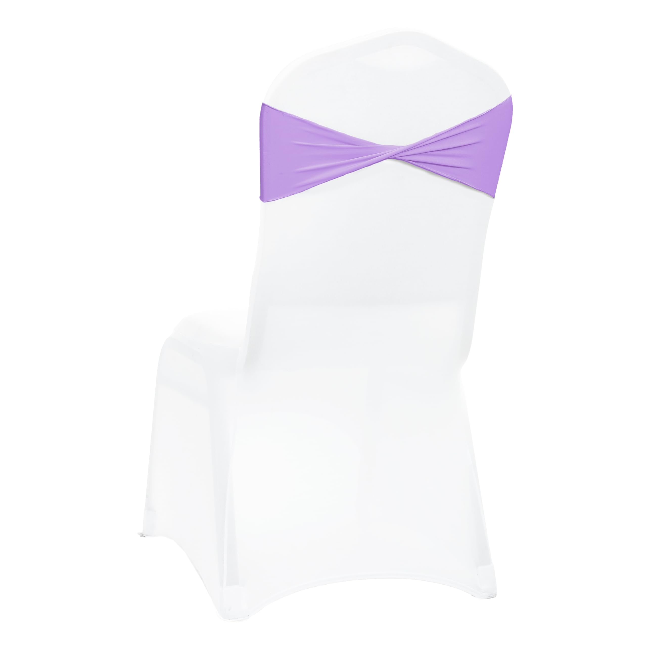 VDS Pack of 25 PCS | Lavender | Spandex Chair Sashes Bows Without Buckle | Stretch Elastic Banquet Universal Folding Chair Band Tie with for Wedding Party Conference Celebration Event Decoration — image 1