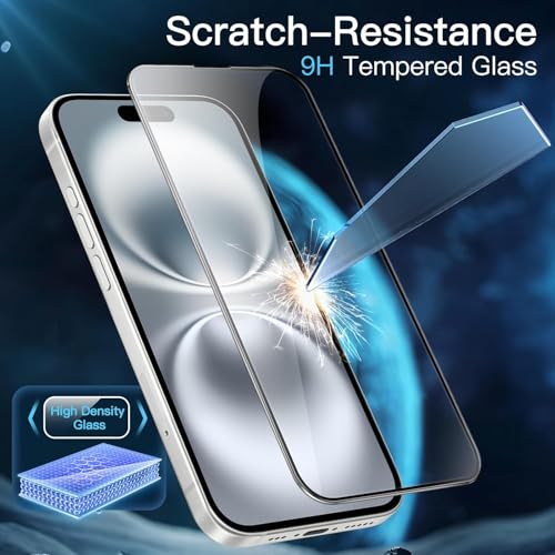 Image of IQShield Screen Protector Tempered Glass Guard for iPhone 16 and iPhone 15 - 9H Hardness, HD Clear, Case Friendly [1 Pack]