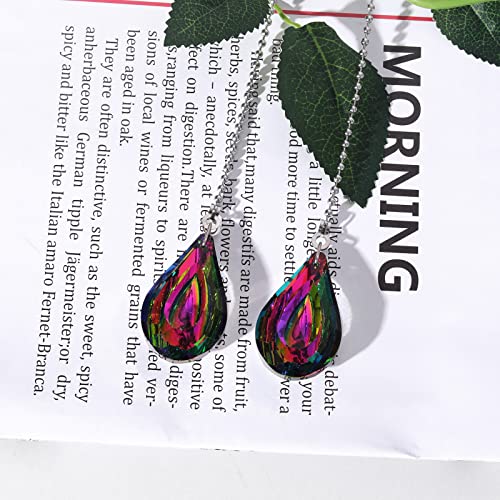 Image of 2pcs Crystal Prisms Light Fixtures Ceiling with Pull Chain Pendant Connectors Pack of 2