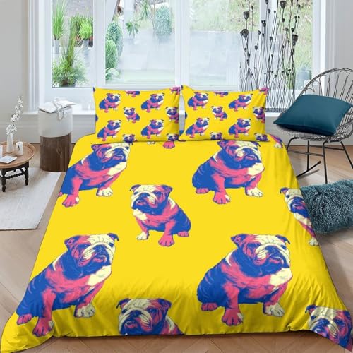 Housse de couette bouledogue avec fermeture éclair facile