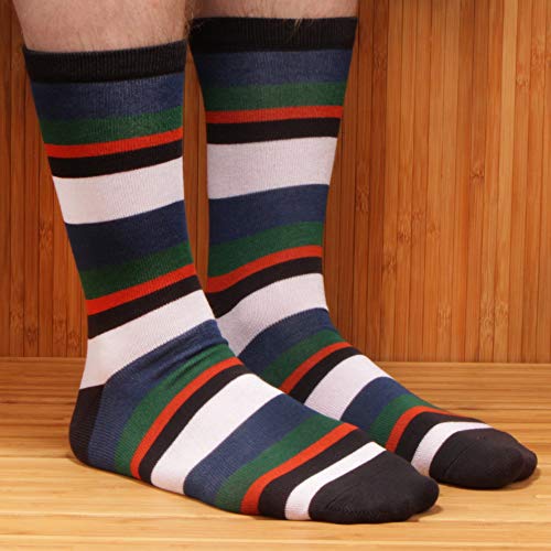Men's Extra Large Rayon from Bamboo Fiber Stripe Socks - Assortment 6A - 6prs, Size 10-144