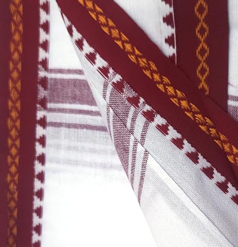 Image of Handloom Pure Cotton Traditional God Towel | Gamcha /Angocha Towel | Fast Absorbing Bath Towels for Men, Women & Kids | Perfect for Everyday Use |Pack of 1 | Size 76 x 178 cm | White