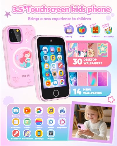 Image of Dylanto Kids Phone,3.5'' Touchscreen Phone for Kids Learning Play Toys for 3-9 Years Old Girls with Dual Camera,Video Players,Game,Christmas Birthday Gifts for Girl Age 3 4 5 6 7 8 9 (Pink)