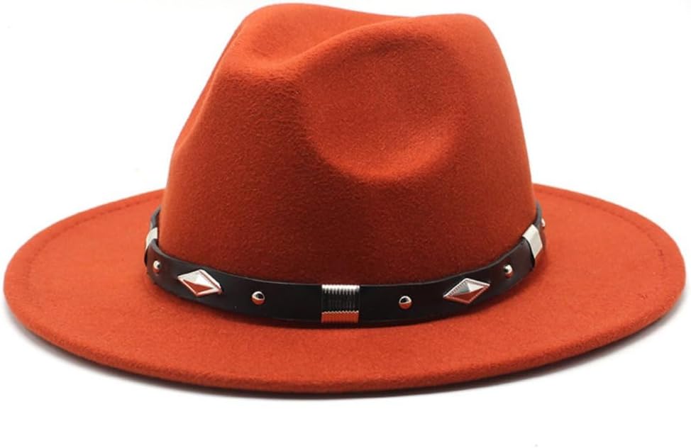 Classic Wide Brim Wool Fedora Hat, Black with Decorative Band