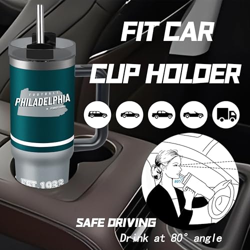 Image of Tumbler 30oz Straight Skinny Portable Handle Car Cups With Anti slip Sleeve Straw Dust Cover, Sports Travel, Stainless Steel Insulated Gifts for Men Women Fans