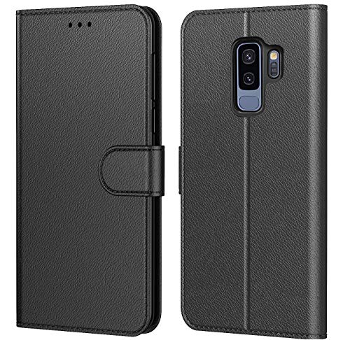 HL Etui Coque pour Samsung Galaxy S9 Plus, Protection Housse en Cuir PU Portefeuille,[Emplacements Cartes],[Languette Magnétique] Plusieurs Couleurs pour...