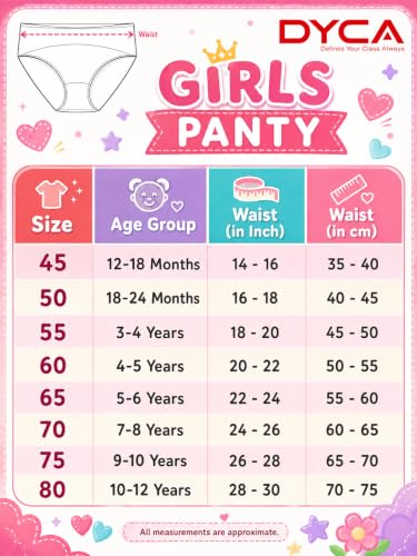 Image of DYCA by Bodycare Girls Cotton Briefs, Soft & Breathable Panties, Pack of 6, Print & Colour May Vary