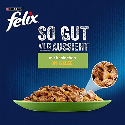 Felix So gut wie es aussieht Katzenfutter nass in Gelee, mit Kaninchen, 26er Pack (26 x 85g) 3