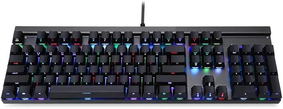 Gaming Keyboard Side Print 104 Keys RGB Mechanical Gaming Keyboard with Full Color Backlight System Blue/Red Switch Mechanical Gaming Keyboard Color Photo color, Size Blue Switch