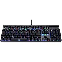 Gaming Keyboard Side Print 104 Keys RGB Mechanical Gaming Keyboard with Full Color Backlight System Blue/Red Switch Mechanical Gaming Keyboard Color Photo color, Size Blue Switch