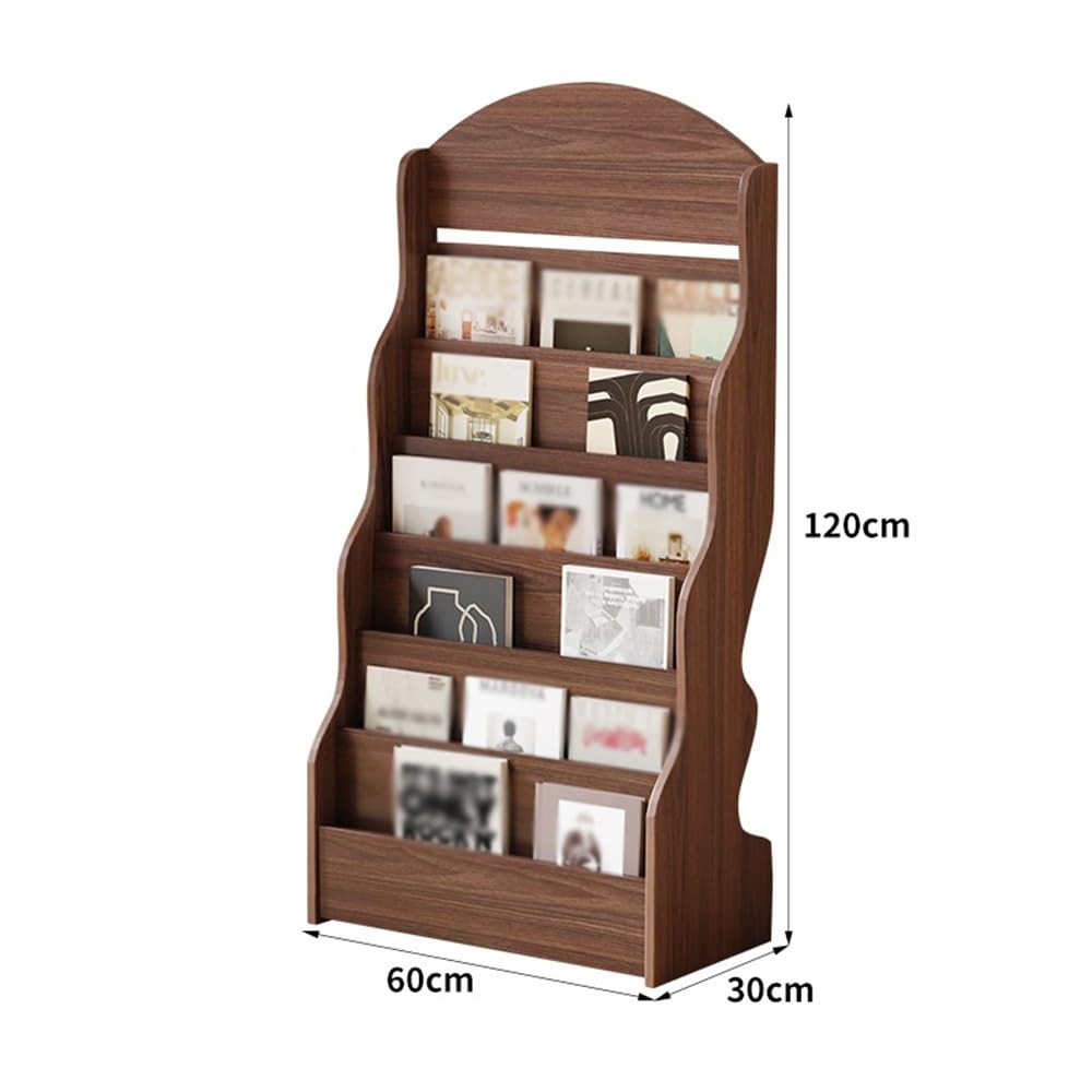 Bodenstehender Zeitschriftenständer Bücherregal Zeitschriftenständer Zeitungsständer Boden Büro Wand Broschüre Lagerung Informationen Display Rack Zeitungsständer(Walnut)