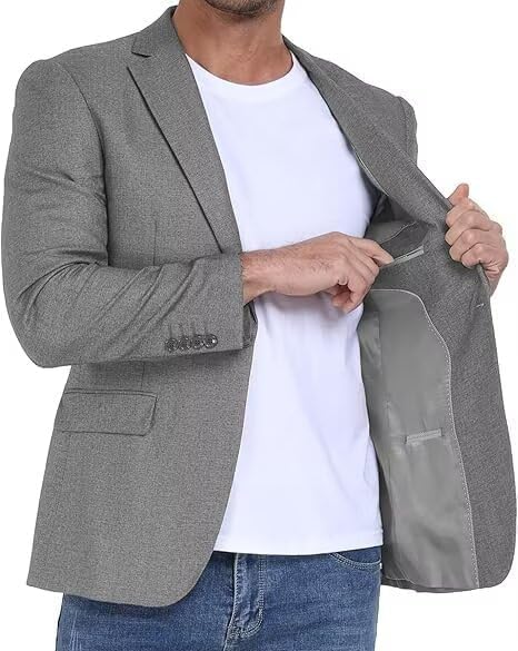 Men's Slim Fit 1 Button 1 Piece Suit Set, Notch Lapel Blazer Top Jacket, Tuxedos Prom&Vacation&Date3