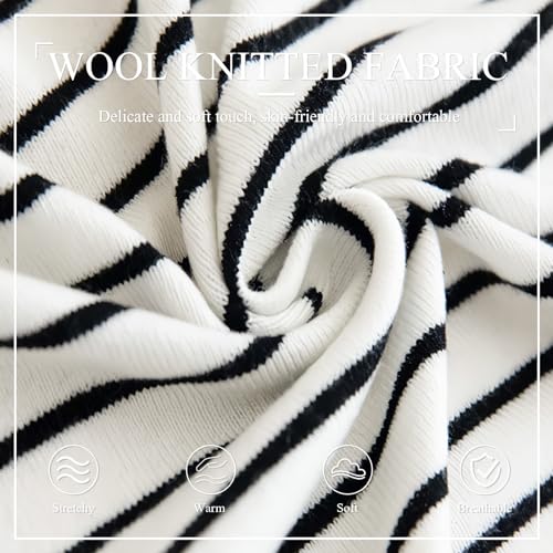 Wool Knitted Small Shawl For Women Long Sleeves Knotted Classic Stripe Pattern Decorative Shawl Wrap Cape Warm Scarf3