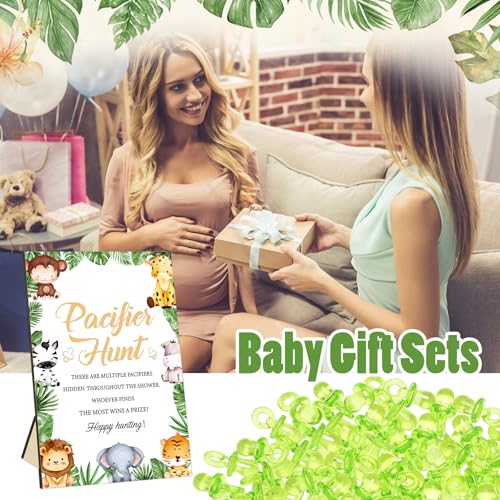 Image of Thyle 51 Pcs Safari Animal Pacifier Hunt Baby Shower Games Jungle Animal Themed Baby Shower Game Decoration Include Hunt Sign and 50 Acrylic Pacifiers Gift Sets for Gender Reveal Party Decor