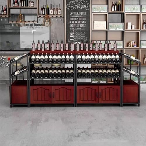 Soporte para botellas de vino con gabinete y estantes de madera miniatura 5