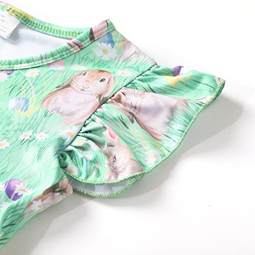 Toddler Girl Bunny Pattern Dress Flutter Sleeve Princess Party Summer Clothes 5-6Y3