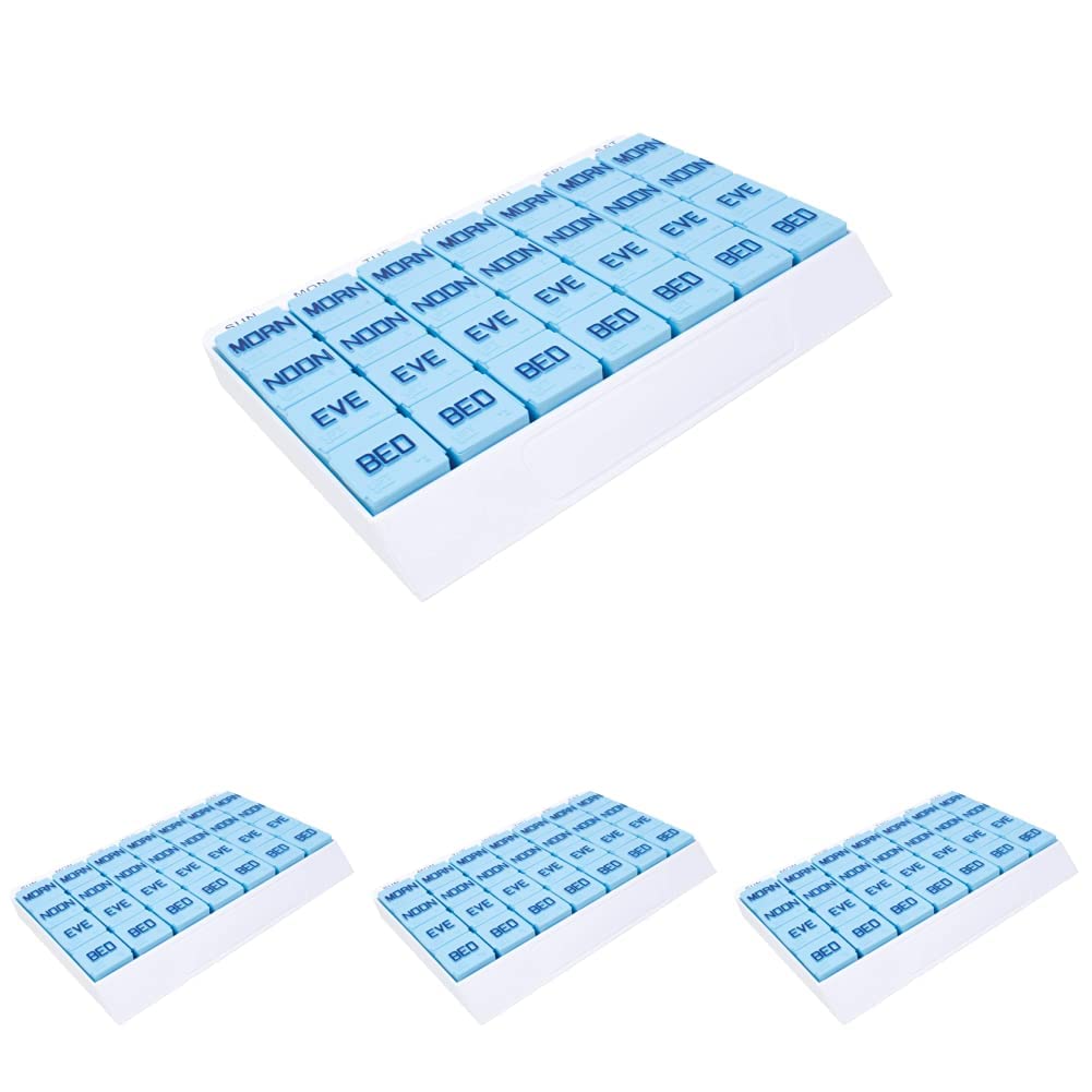 Apex Large 7 Day Weekly Pill Organizer - Weekly Pill Organizer 4 Times a Day Easy-Open Organize Medication